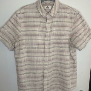 Marine Layer Stretch Selvage Shirt in Multi Stripe Cream M